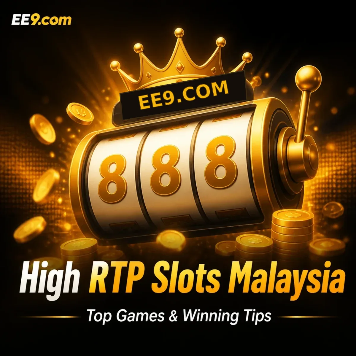 EE9 golden slot machine displaying triple eights, illustrating the best high RTP slots Malaysia guide for 2026